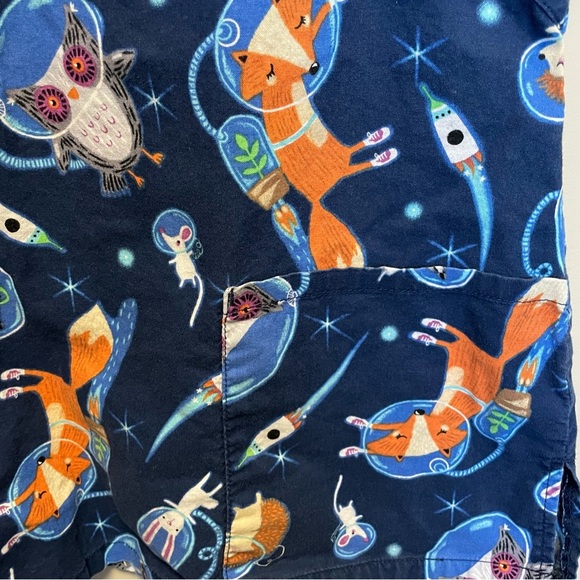 ScrubStat Space-Themed Scrub Top Fox Hedgehog Women’s M - Picture 4 of 8